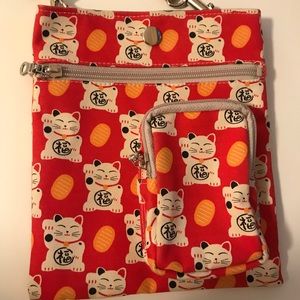 Brand new red maneki-neko crossbody bag